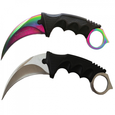 SPORT & TIMP LIBER - Set doua cutite karambit IdeallStore®, Comando Specialist, otel inoxidabil, multicolor, 20 cm