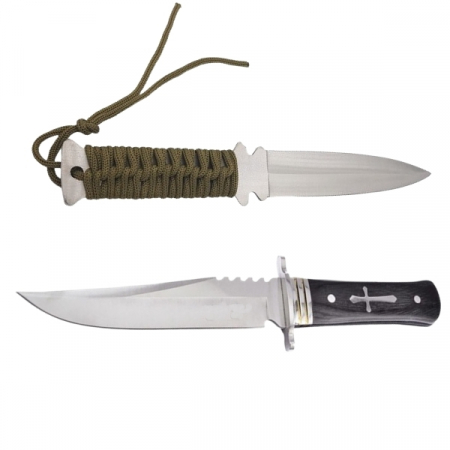Cutite vanatoare - Set Cutit de vanatoare, 28 cm  si Cutit de aruncat la tinta ,25 cm, IdeallStore® , teaca inclusa