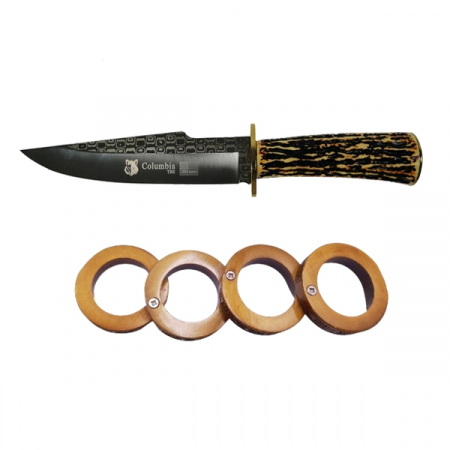 Cutite vanatoare - Set cutit de vanatoare Bone Blade, 31 cm si rozeta extensibia pentru autoaparare ,DEPOX® , otel