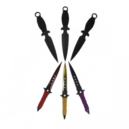 Cutite & seturi de cutite - Set Cutit de vanatoare Extreme Battle si trei cutite de aruncat, Ninja Assasin, IdeallStore®, otel inoxidabil, teaca inclusa