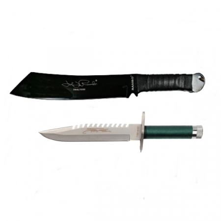 Sabii & Macete - Set Cutit de vanatoare First Blood si Maceta Rambo, IdeallStore®, Teaca inclusa