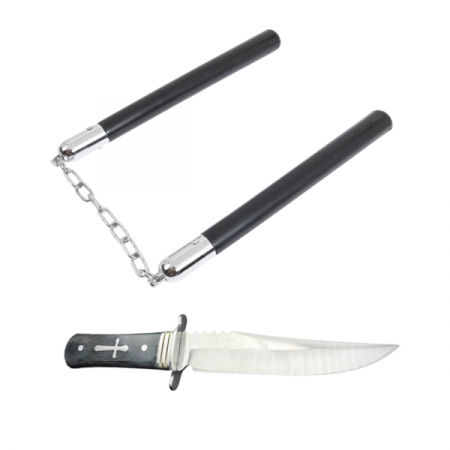 Set Cutit de vanatoare ,Tang Hunter , 28 cm si Nunceag 31 cm , IdeallStore® , teaca inclusa [1]