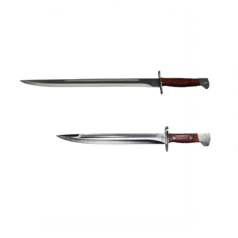Sabii & Macete - Set Cutit si Maceta vanatoare, model AK, otel inoxidabil, 39 cm, argintiu