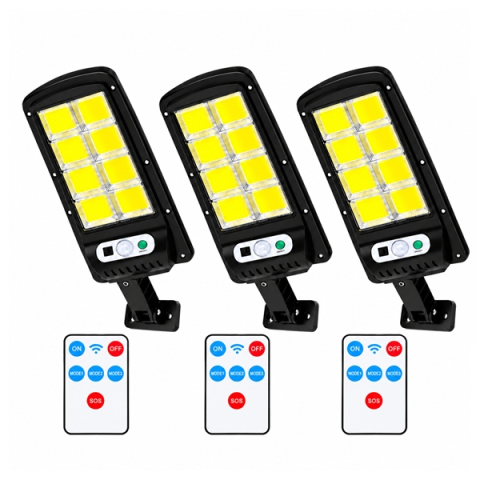 Accesori casa & gradina - Set de 3 lămpi solare stradale LED DEPOX®, cu senzori de mișcare și lumină, telecomenzi, IP65, negru