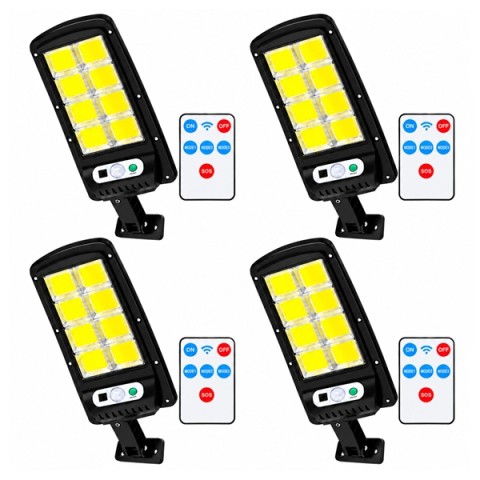 Accesori casa & gradina - Set de 4 lămpi solare stradale LED DEPOX®, cu senzori de mișcare și lumină, telecomenzi, IP65, negru