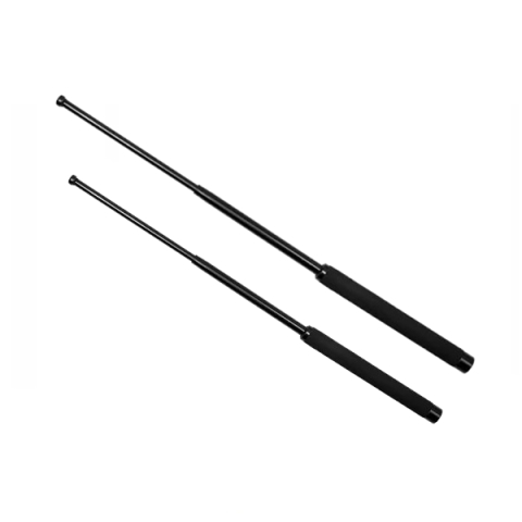 Set doua bastoane telescopice pliabile si spray paralizant chili, DEPOX®, 51 cm/ 64 cm/ 60 ml, maner antiderapant, negru [1]