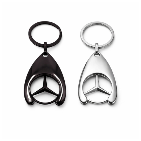 Brelocuri - Set de doua brelocuri de chei DEPOX, Mercedes, 7.5 cm, metal, argintiu/negru