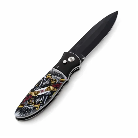 Set de doua cutite automate, DEPOX®, 24 cm,husa inclusa, maner decorativ, multicolor [1]