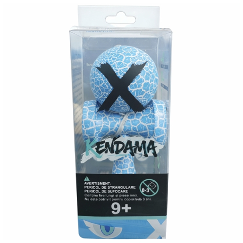 Set de trei Kendama X Originala, Profesionala, DEPOX®, Cracked, Lemn, 18 cm, verde/albastru/negru [9]