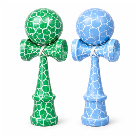 Set de trei Kendama X Originala, Profesionala, DEPOX®, Cracked, Lemn, 18 cm, verde/albastru/negru [1]