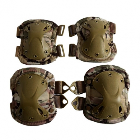 Accesorii tactice si sport - Set de protectie, Tactical Gear, genunchiere si cotiere, nylon, marime universala, camuflaj