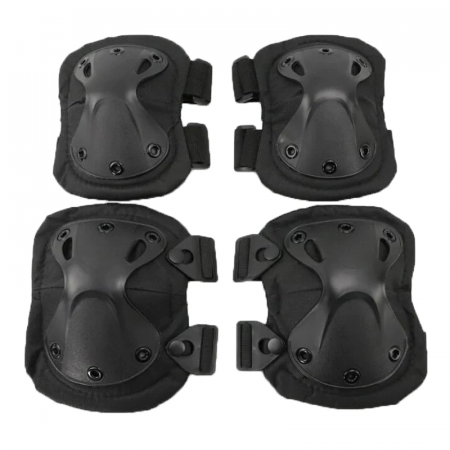 Accesorii tactice si sport - Set de protectie, Tactical Gear, genunchiere si cotiere, nylon, marime universala, negru