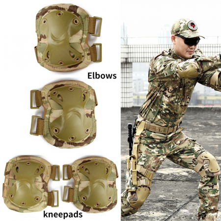 Set de protectie, Tactical Gear, genunchiere si cotiere, nylon, marime universala, Desert Camuflaj [4]