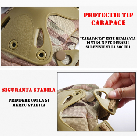 Set de protectie, Tactical Gear, genunchiere si cotiere, nylon, marime universala, Desert Camuflaj [7]