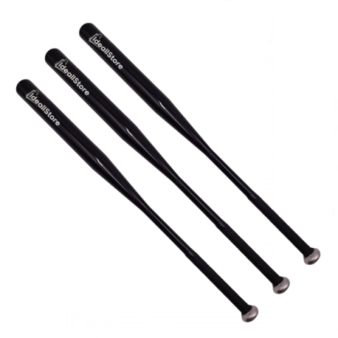 Baseball - Set de trei bate de baseball IdeallStore®, Home Run, aluminiu, 80 cm, negru