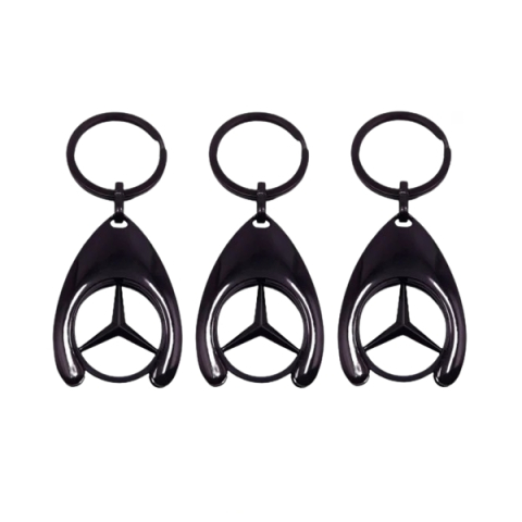 Brelocuri - Set de trei brelocuri de chei DEPOX®, Mercedes, 7.5 cm, metal, negru