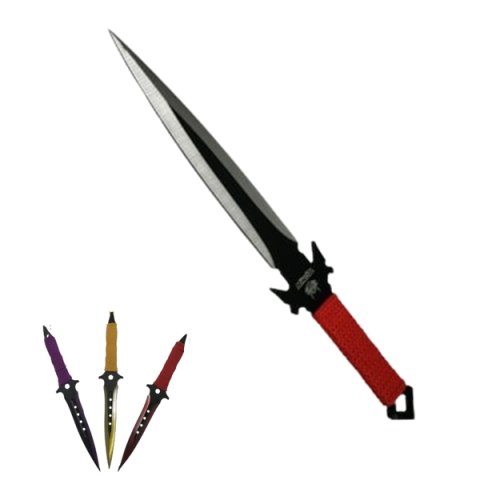 Sabii & Macete - Set de vanatoare IdeallStore®, Sabie Red Ronin si set trei cutite de aruncat, otel inoxidabil, negru