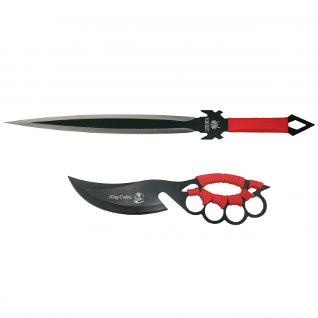 Sabii & Macete - Set de vanatoare IdeallStore®, Sabie Red Ronin si cutit King Cobra , otel inoxidabil, negru