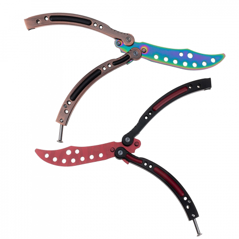 Briceaguri fluture & antrenament - Set doua briceaguri de antrenament IdeallStore®, Inferno Blades, otel inoxidabil, 24 cm, multicolor