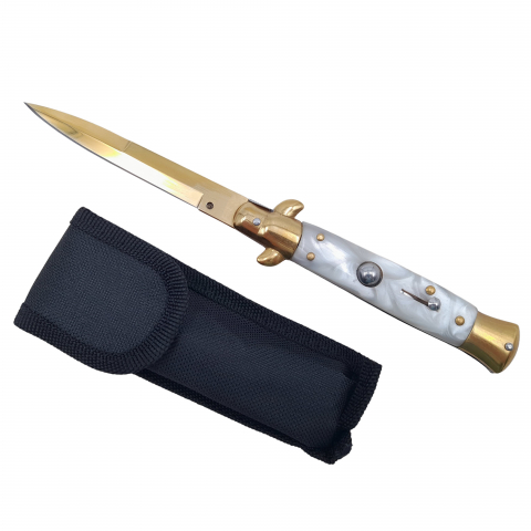 Pachet doua bricege automate, lamă stiletto, 23 cm, albastru/auriu [7]