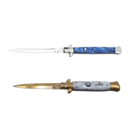 Bricege - Pachet doua bricege automate, lamă stiletto, 23 cm, albastru/auriu