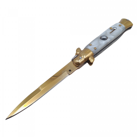 Pachet doua bricege automate, lamă stiletto, 23 cm, albastru/auriu [9]