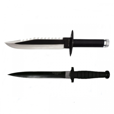 CASA SI GRADINA - Set doua cutite de vanatoare, Tactical Knife, IdeallStore®, Otel inoxidabil, Negru