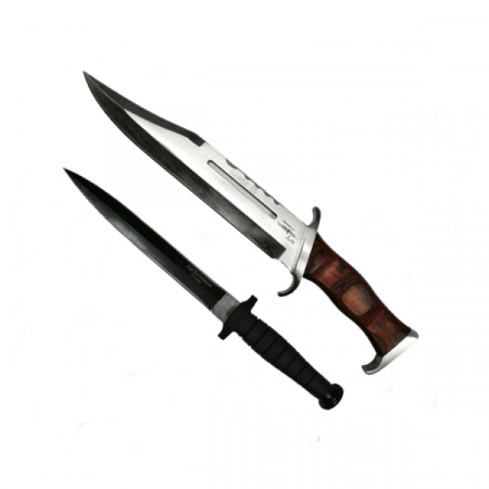 CASA SI GRADINA - Set doua cutite de vanatoare , Tactical Knife, IdeallStore®, Otel inoxidabil, Teaca inclusa
