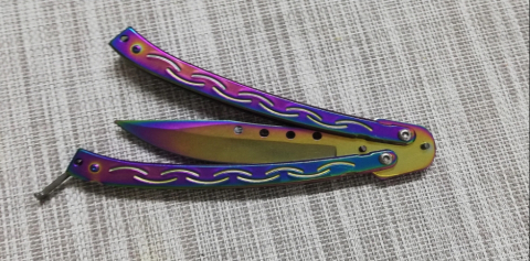Set doua cutite IdeallStore®, butterfly 25 cm si karambit 19 cm, multicolor, otel inoxidabil [3]
