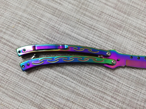 Set doua cutite IdeallStore®, butterfly 25 cm si karambit 19 cm, multicolor, otel inoxidabil [4]