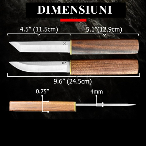 Set doua cutite japoneze fixed blade, maner lemn, 24 cm, camping, vanatoare [1]