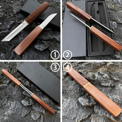 Set doua cutite japoneze fixed blade, maner lemn, 24 cm, camping, vanatoare [5]