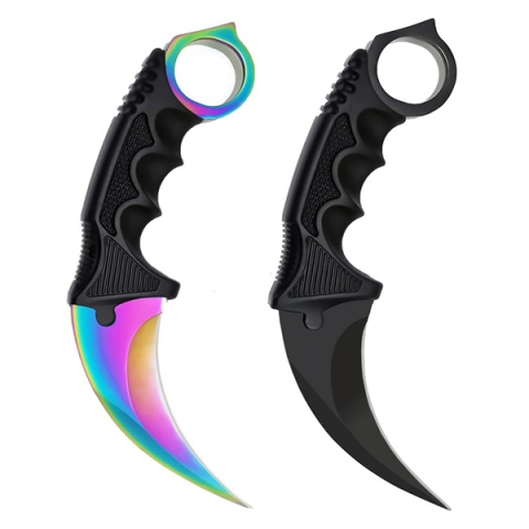 SPORT & TIMP LIBER - Set doua cutite karambit, 19 cm, multicolor/negru, teaca inclusa