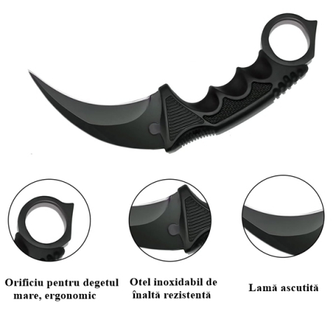 Set doua cutite karambit, 19 cm, negru, teaca inclusa [1]