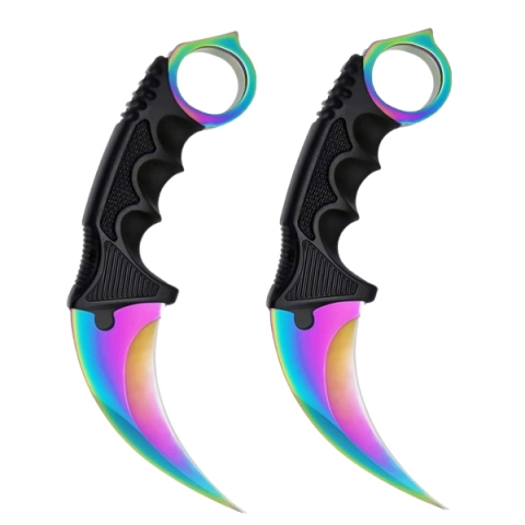 SPORT & TIMP LIBER - Set doua cutite karambit, 19 cm, multicolor, teaca inclusa