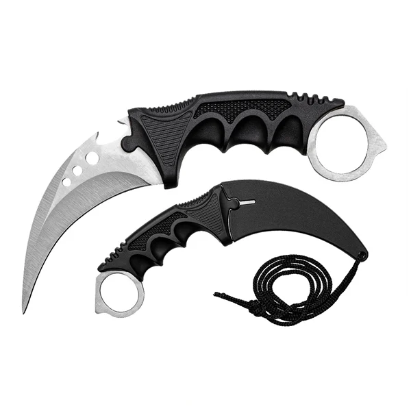 Set doua cutite karambit vanatoare DEPOX®, lamă fixă, oțel inoxidabil 420, multicolor/gri, 19 cm [14]