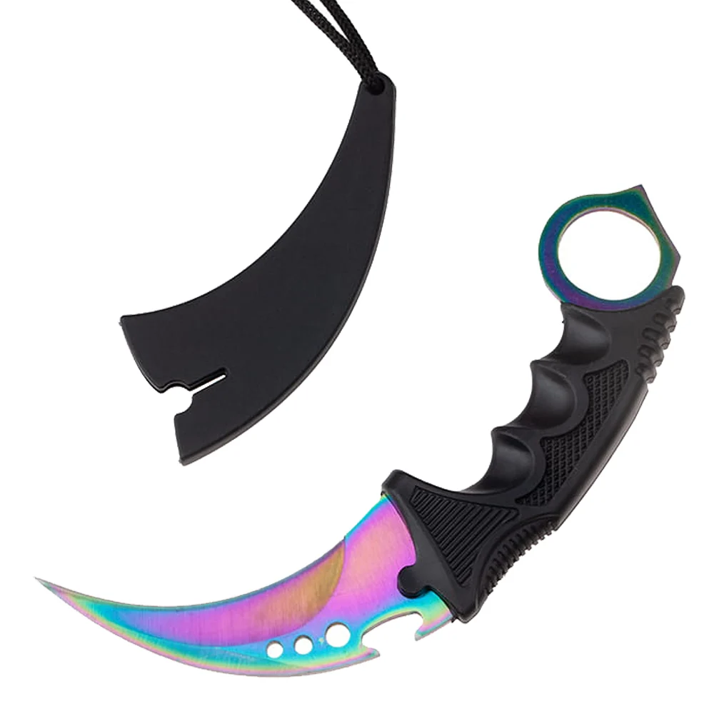 Set doua cutite karambit vanatoare DEPOX®, lamă fixă, oțel inoxidabil 420, multicolor/gri, 19 cm [6]
