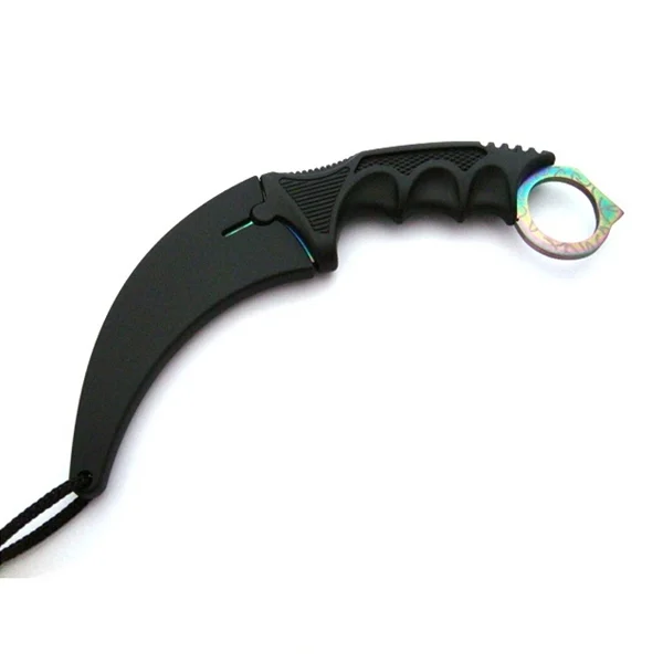 Set doua cutite karambit vanatoare DEPOX®, lamă fixă, oțel inoxidabil 420, rainbow/gri, 19 cm [10]