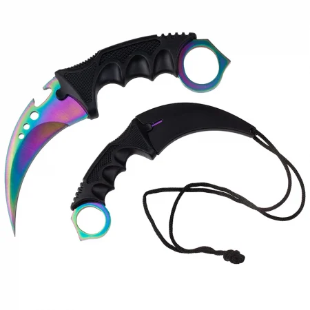 Set doua cutite karambit vanatoare DEPOX®, lamă fixă, oțel inoxidabil 420, multicolor, 19 cm [17]