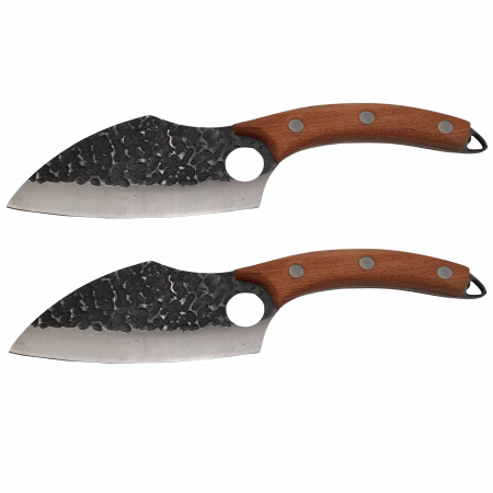Cutite & seturi de cutite - Set doua cutite macelarie IdeallStore®, lucrate manual, 27 cm, otel inoxidabil, maner lemn, husa piele