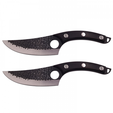 Cutite macelarie - Set doua cutite macelarie IdeallStore®, lucrate manual, Huang Cook, 27.5 cm, negru, teaca piele