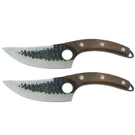 Cutite macelarie - Set doua cutite macelarie IdeallStore®, lucrate manual, Shuryo Blade, 27.5 cm, maro, teaca piele naturala