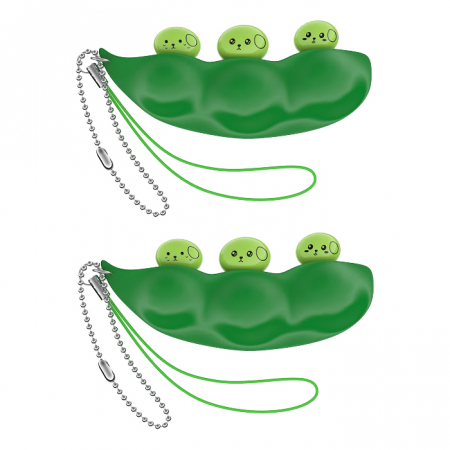 UNIVERSUL COPIILOR - Set doua jucarii antistres IdeallStore®, pastaie de mazare, tip breloc, 6.5 cm, verde