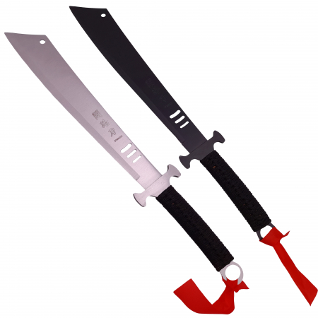 Sabii & Macete - Set doua macete de vanatoare IdeallStore®, Asian Level, 57 cm, otel inoxidabil, teaca inclusa