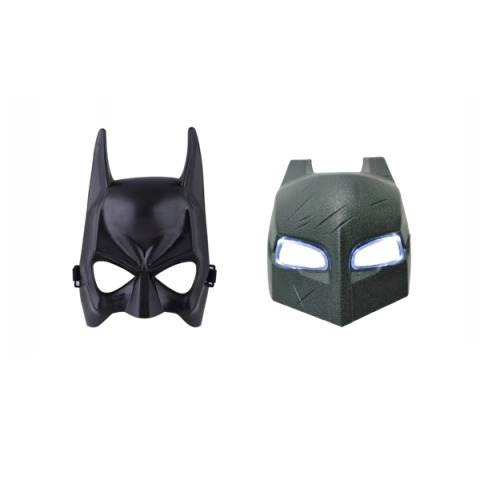 Accesorii costume copii - Set 2 Măști Batman DEPOX®. 1 Mască cu LED din PVC + 1 Mască Clasică fără LED, Negru, Mărime Universală