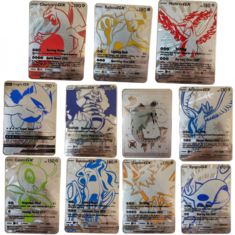 Set doua pachete cartonase Pokemon Gold GTX si  Silver GTX, editie de colectie, 55 bucati, aurii/argintii [7]