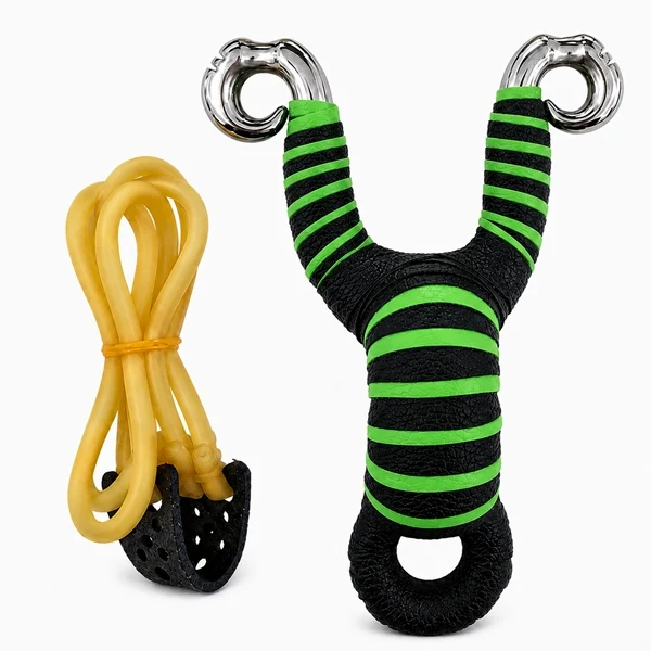 Set doua praștii din aliaj cu benzi elastice DEPOX®, mâner ergonomic, 13 cm, galben/verde [5]