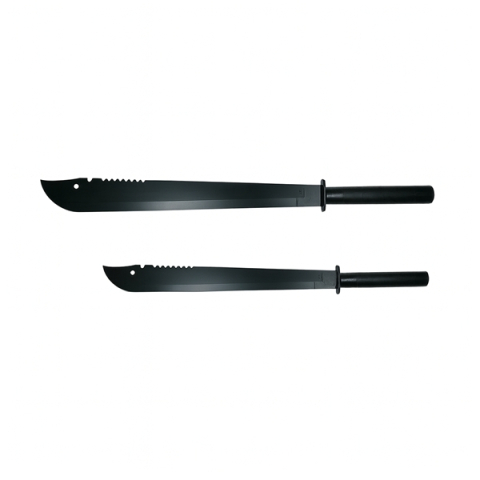 Sabii & Macete - Set doua sabii vanatoare DEPOX®, Ninja Blade, maner metal, 83 cm/50 cm, negru, teaca inclusa