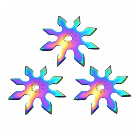 Cutite vanatoare - Set trei stele de aruncat DEPOX®, 8 colturi, metalic, multicolor, 10 cm