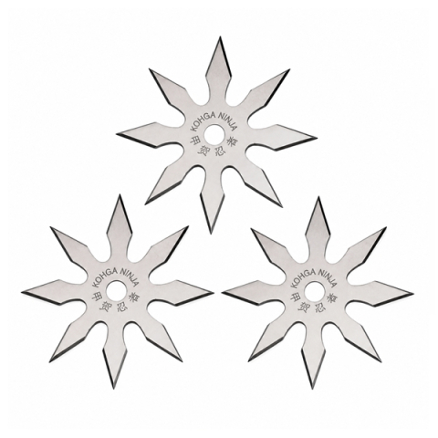 Cutite vanatoare - Set trei stele de aruncat, 8 colturi, otel inoxidabil, 10 cm , argintiu